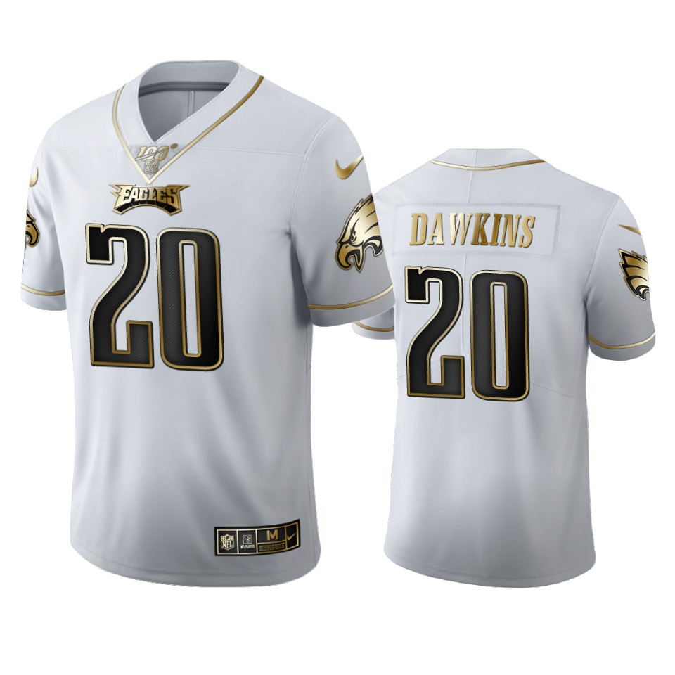 Philadelphia Eagles #20 Brian Dawkins Men's Nike White Golden Edition Vapor Limited NFL 100 Jersey