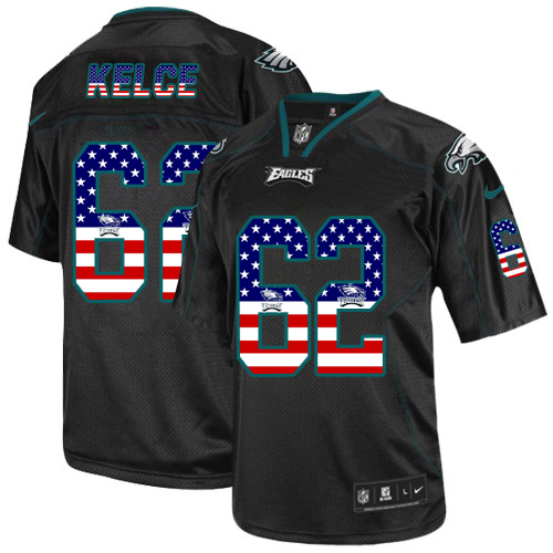 Nike Eagles #62 Jason Kelce Black Men's Stitched NFL Elite USA Flag Fashion Jersey