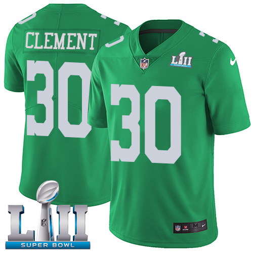 Nike Eagles #30 Corey Clement Green Super Bowl LII Men's Stitched NFL Limited Rush Jersey
