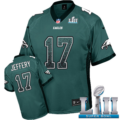 Nike Eagles #17 Alshon Jeffery Midnight Green Team Color Super Bowl LII Men's Stitched NFL Elite Drift Fashion Jersey