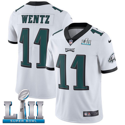Nike Eagles #11 Carson Wentz White Super Bowl LII Men's Stitched NFL Vapor Untouchable Limited Jersey