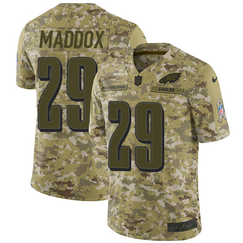 Nike Eagles #29 Avonte Maddox Camo Men's Stitched NFL Limited 2018 Salute To Service Jersey