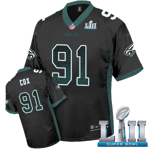 Nike Eagles #91 Fletcher Cox Black Alternate Super Bowl LII Men's Stitched NFL Elite Drift Fashion Jersey