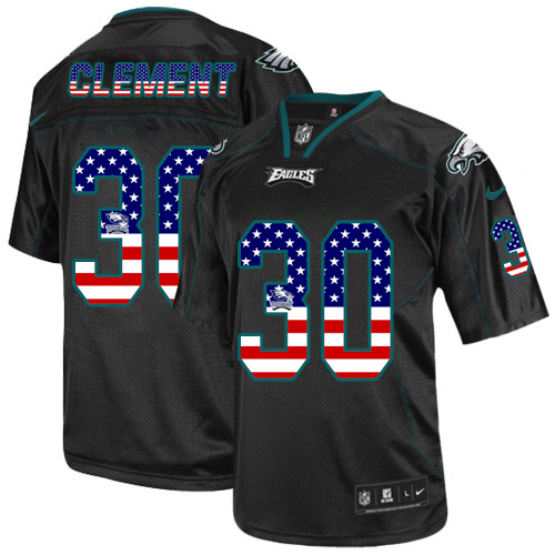 Nike Eagles #30 Corey Clement Black Men's Stitched NFL Elite USA Flag Fashion Jersey