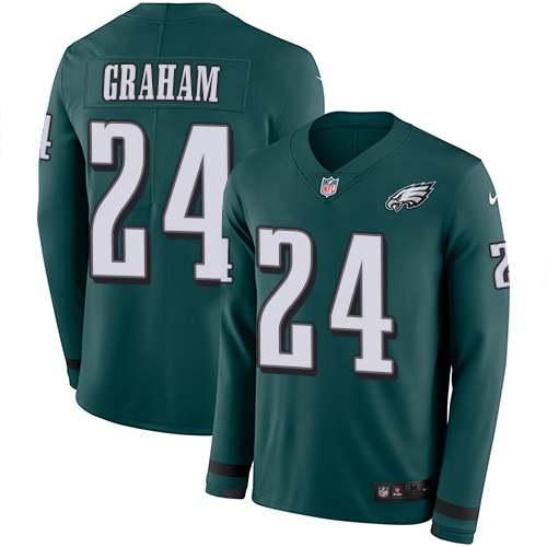 Nike Eagles #24 Corey Graham Midnight Green Team Color Men's Stitched NFL Limited Therma Long Sleeve Jersey