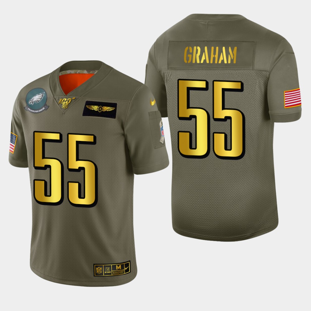 Philadelphia Eagles #55 Brandon Graham Men's Nike Olive Gold 2019 Salute to Service Limited NFL 100 Jersey
