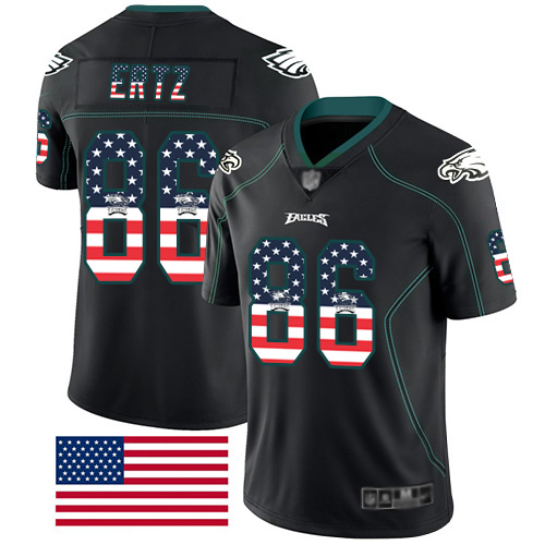 Nike Eagles #86 Zach Ertz Black Men's Stitched NFL Limited Rush USA Flag Jersey
