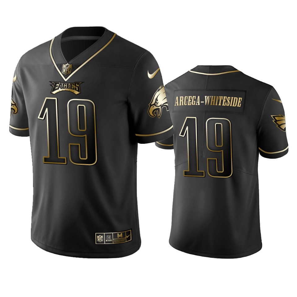 Nike Eagles #19 JJ Arcega-Whiteside Black Golden Limited Edition Stitched NFL Jersey