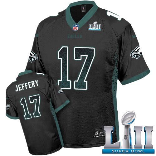 Nike Eagles #17 Alshon Jeffery Black Alternate Super Bowl LII Men's Stitched NFL Elite Drift Fashion Jersey