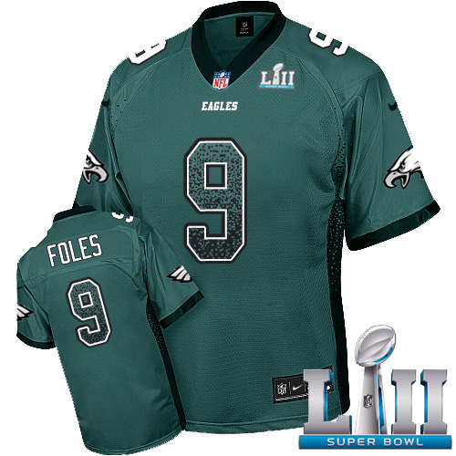 Nike Eagles #9 Nick Foles Midnight Green Team Color Super Bowl LII Men's Stitched NFL Elite Drift Fashion Jersey