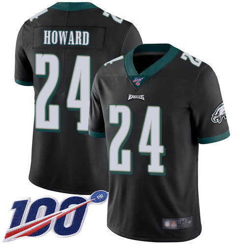 Nike Eagles #24 Jordan Howard Black Alternate Men's Stitched NFL 100th Season Vapor Limited Jersey