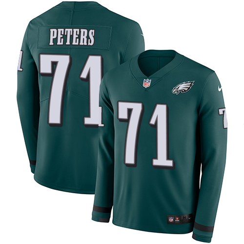 Nike Eagles #71 Jason Peters Midnight Green Team Color Men's Stitched NFL Limited Therma Long Sleeve Jersey