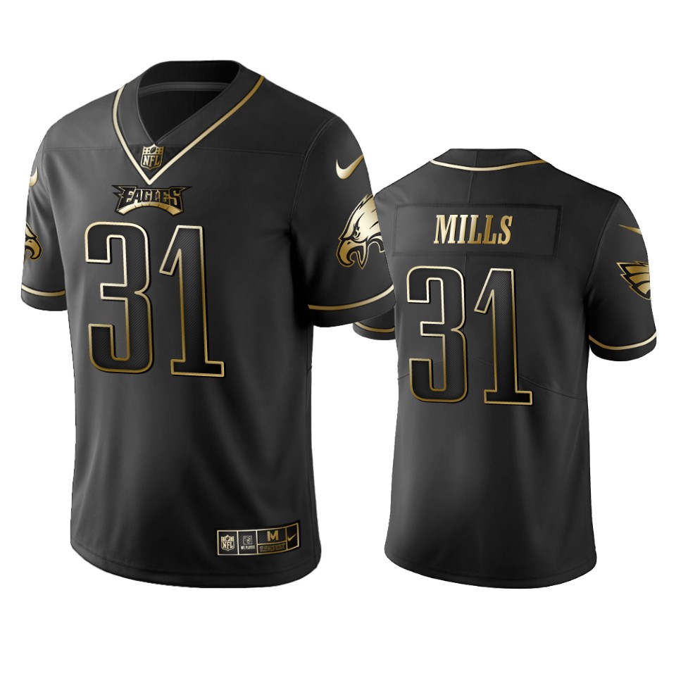 Nike Eagles #31 Jalen Mills Black Golden Limited Edition Stitched NFL Jersey