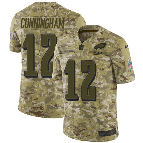Nike Eagles #12 Randall Cunningham Camo Men's Stitched NFL Limited 2018 Salute To Service Jersey