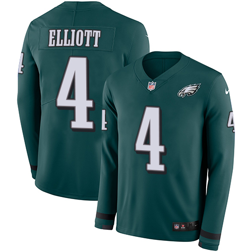 Nike Eagles #4 Jake Elliott Midnight Green Team Color Men's Stitched NFL Limited Therma Long Sleeve Jersey