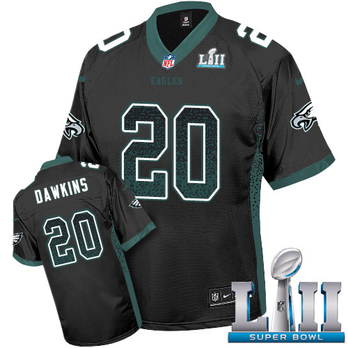 Nike Eagles #20 Brian Dawkins Black Alternate Super Bowl LII Men's Stitched NFL Elite Drift Fashion Jersey