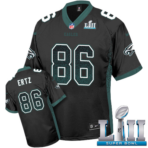 Nike Eagles #86 Zach Ertz Black Alternate Super Bowl LII Men's Stitched NFL Elite Drift Fashion Jersey