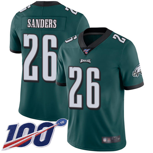 Nike Eagles #26 Miles Sanders Midnight Green Team Color Men's Stitched NFL 100th Season Vapor Limited Jersey
