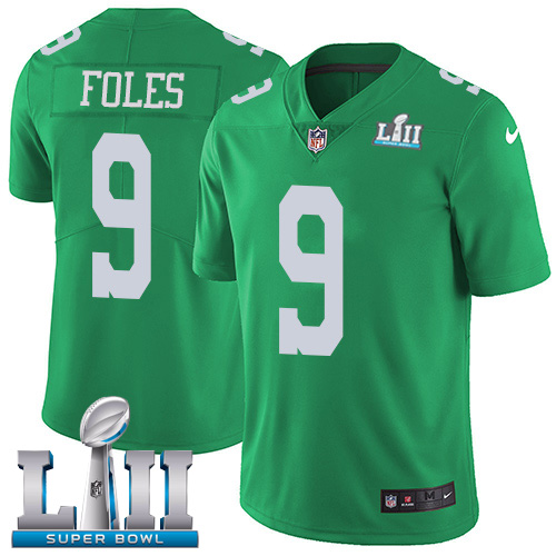 Nike Eagles #9 Nick Foles Green Super Bowl LII Men's Stitched NFL Limited Rush Jersey