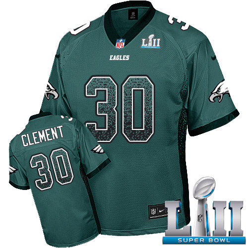 Nike Eagles #30 Corey Clement Midnight Green Team Color Super Bowl LII Men's Stitched NFL Elite Drift Fashion Jersey