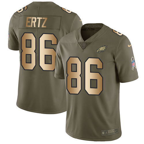 Nike Eagles #86 Zach Ertz Olive/Gold Men's Stitched NFL Limited 2017 Salute To Service Jersey