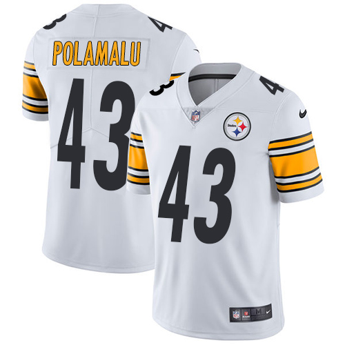 Nike Steelers #43 Troy Polamalu White Men's Stitched NFL Vapor Untouchable Limited Jersey