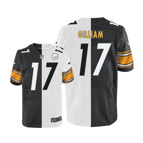 Nike Steelers #17 Joe Gilliam White/Black Men's Stitched NFL Elite Split Jersey