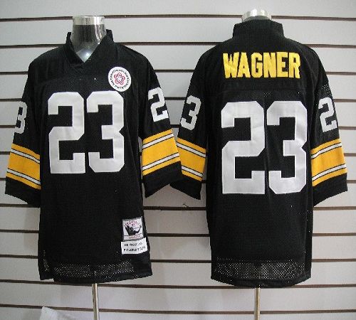 Mitchell And Ness Steelers #23 Mike Wagner Black Stitched NFL Jersey