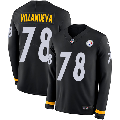 Nike Steelers #78 Alejandro Villanueva Black Team Color Men's Stitched NFL Limited Therma Long Sleeve Jersey