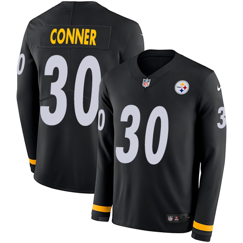 Nike Steelers #30 James Conner Black Team Color Men's Stitched NFL Limited Therma Long Sleeve Jersey