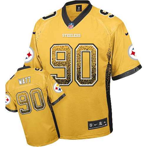 Nike Steelers #90 T. J. Watt Gold Men's Stitched NFL Elite Drift Fashion Jersey
