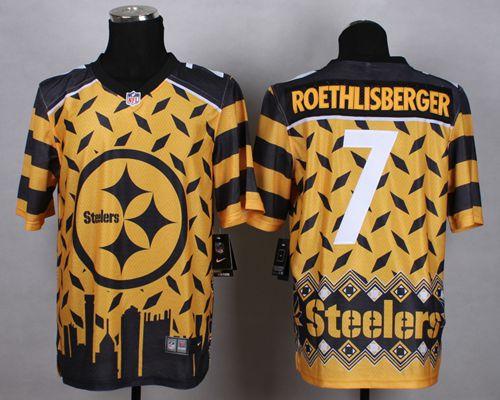 Nike Steelers #7 Ben Roethlisberger Gold Men's Stitched NFL Elite Noble Fashion Jersey