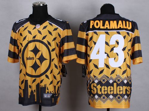 Nike Steelers #43 Troy Polamalu Gold Men's Stitched NFL Elite Noble Fashion Jersey