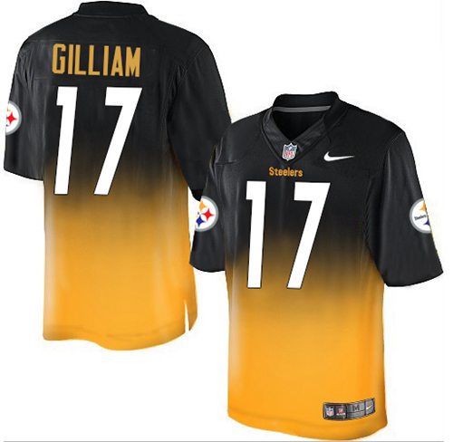 Nike Steelers #17 Joe Gilliam Black/Gold Men's Stitched NFL Elite Fadeaway Fashion Jersey