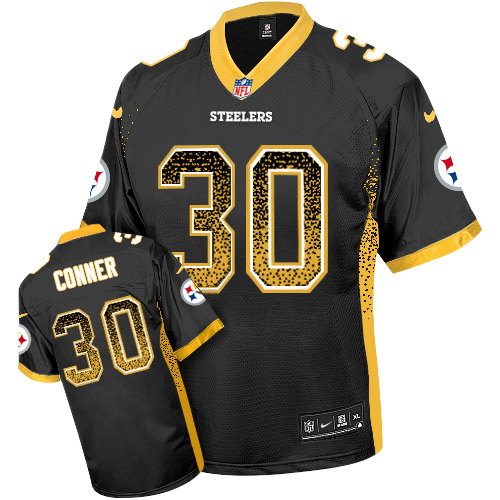 Nike Steelers #30 James Conner Black Team Color Men's Stitched NFL Elite Drift Fashion Jersey