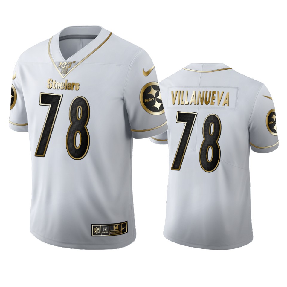 Pittsburgh Steelers #78 Alejandro Villanueva Men's Nike White Golden Edition Vapor Limited NFL 100 Jersey