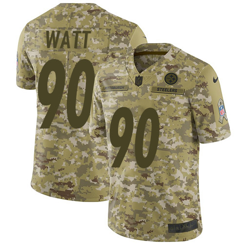Nike Steelers #90 T. J. Watt Camo Men's Stitched NFL Limited 2018 Salute To Service Jersey