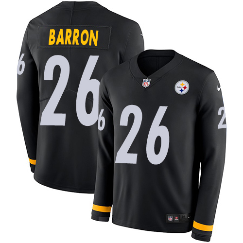 Nike Steelers #26 Mark Barron Black Team Color Men's Stitched NFL Limited Therma Long Sleeve Jersey