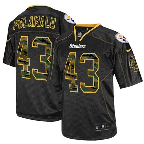 Nike Steelers #43 Troy Polamalu Black Men's Stitched NFL Elite Camo Fashion Jersey