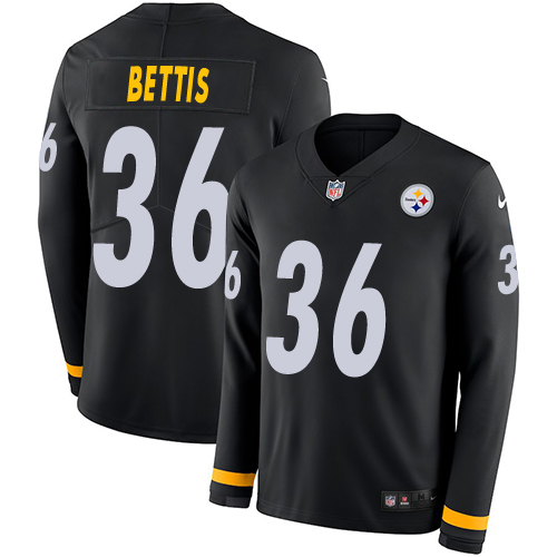 Nike Steelers #36 Jerome Bettis Black Team Color Men's Stitched NFL Limited Therma Long Sleeve Jersey