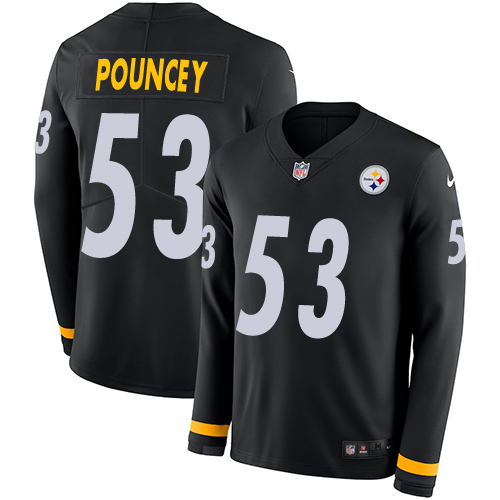 Nike Steelers #53 Maurkice Pouncey Black Team Color Men's Stitched NFL Limited Therma Long Sleeve Jersey