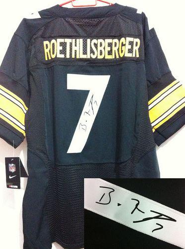Nike Steelers #7 Ben Roethlisberger Black Team Color Men's Stitched NFL Elite Autographed Jersey
