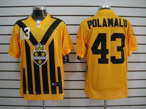 Nike Steelers #43 Troy Polamalu Gold 1933s Throwback Men's Embroidered NFL Elite Jersey