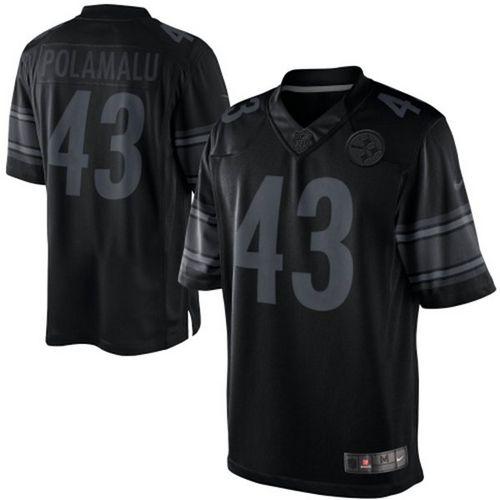 Nike Steelers #43 Troy Polamalu Black Men's Stitched NFL Drenched Limited Jersey