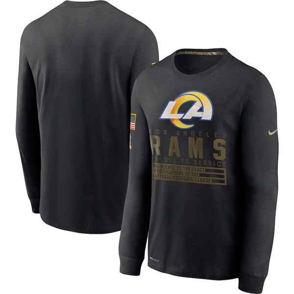 Men's Los Angeles Rams Black Salute To Service Sideline Performance Long Sleeve T-Shirt 2020