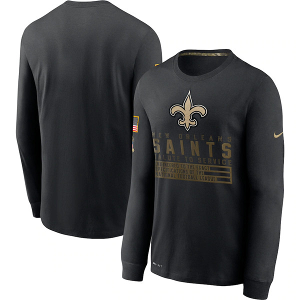Men's New Orleans Saints Black Salute To Service Sideline Performance Long Sleeve T-Shirt 2020