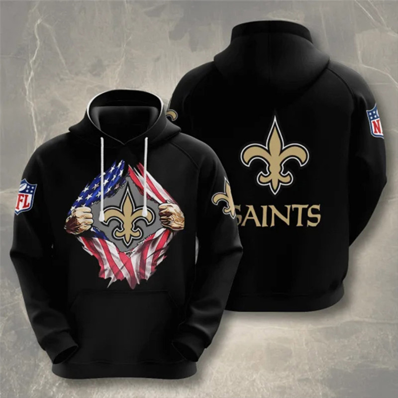 Men's New Orleans Saints Black 3D Trending T-Shirt Hoodie