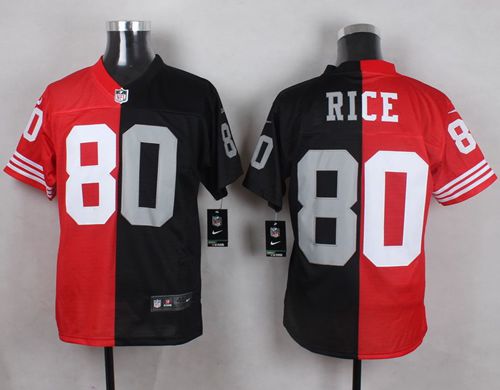 Nike 49ers #80 Jerry Rice Red/Black Two Tone Oakland Raiders Men's Stitched NFL Jersey