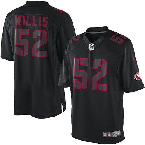 Nike 49ers #52 Patrick Willis Black Men's Stitched NFL Impact Limited Jersey