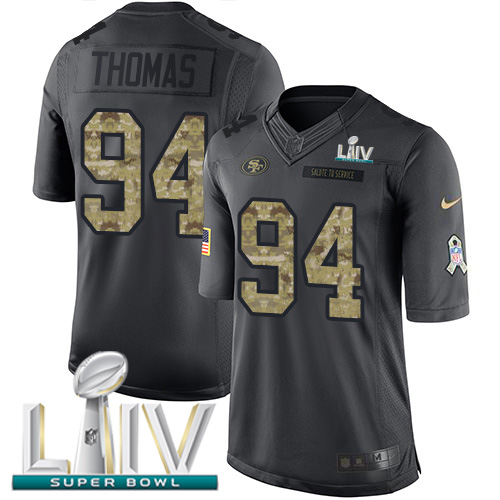 Nike 49ers #94 Solomon Thomas Black Super Bowl LIV 2020 Men's Stitched NFL Limited 2016 Salute to Service Jersey